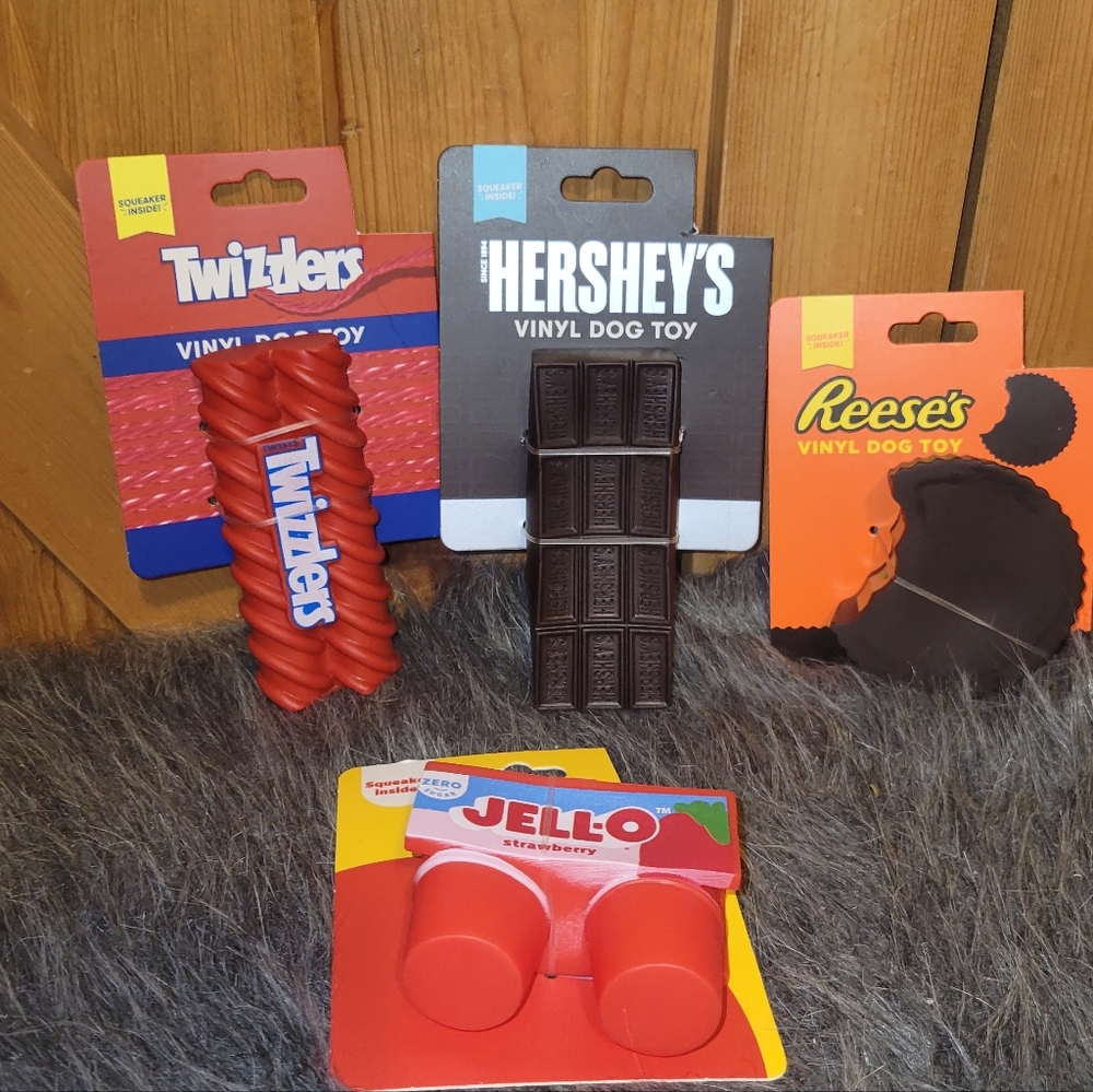 Assorted Vinyl Dog Toys Set Of 4 Squeakers